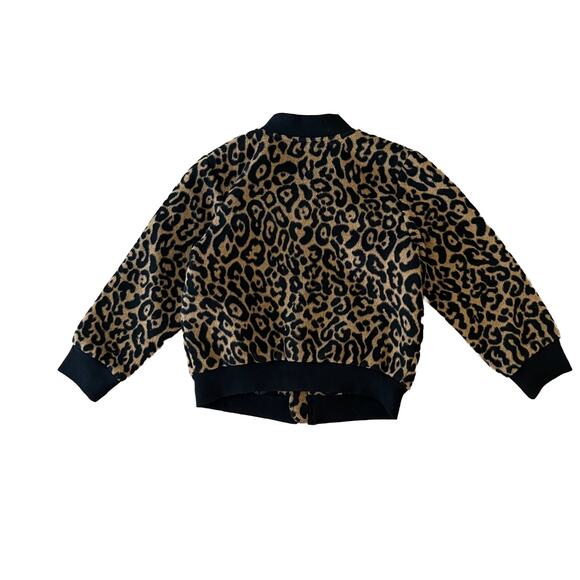 Zara Girls Bomber Jacket Size 6 Leopard Print Wool Blend - Picture 2 of 8